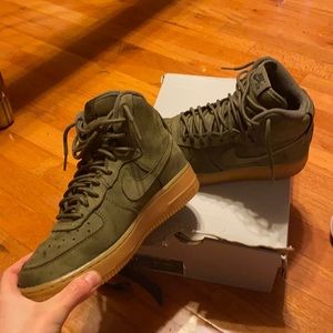 Green suede Air Force 1s